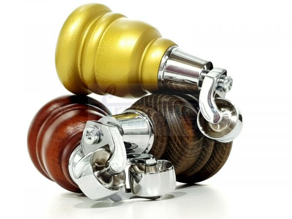 4x WOODEN FURNITURE LEGS M8(8mm) CHAIR REPLACEMENT CHROME CASTOR FEET 155mm HIGH - Image 4
