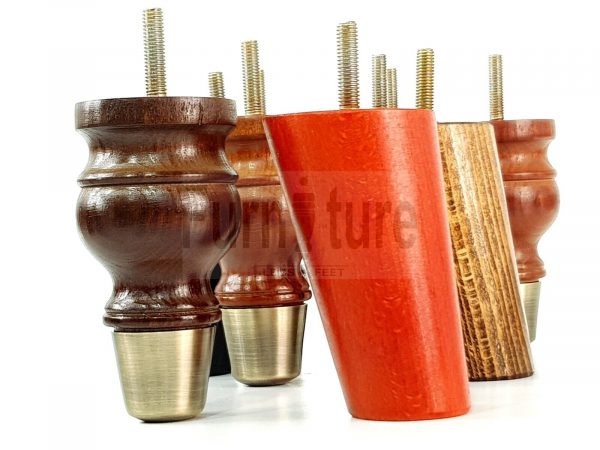 4x Wood Furniture Feet 2 With Brass Slipper Cup M8 Chair Sofa Settee Legs 110mm - Image 11