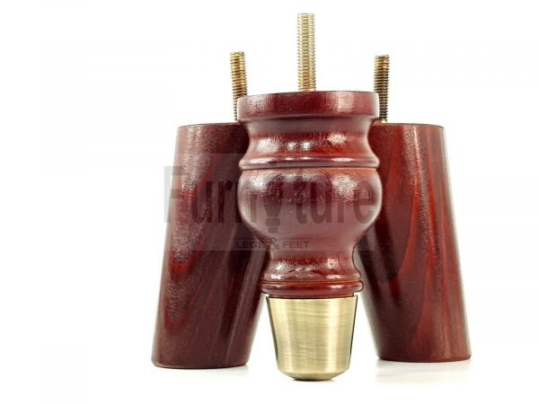 4x Wood Furniture Feet 2 With Brass Slipper Cup M8 Chair Sofa Settee Legs 110mm - Image 5