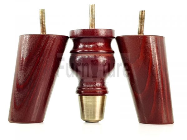 4x Wood Furniture Feet 2 With Brass Slipper Cup M8 Chair Sofa Settee Legs 110mm - Image 7