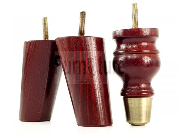 4x Wood Furniture Feet 2 With Brass Slipper Cup M8 Chair Sofa Settee Legs 110mm - Image 8