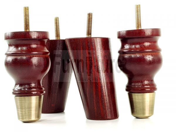 4x Wood Furniture Feet 2 With Brass Slipper Cup M8 Chair Sofa Settee Legs 110mm - Image 9