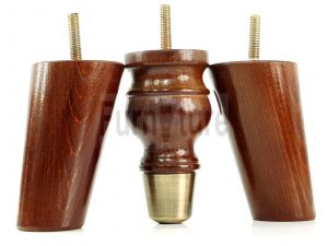 4x Wood Furniture Feet 2 With Brass Slipper Cup M8 Chair Sofa Settee Legs 110mm