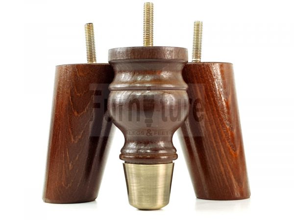 4x Wood Furniture Feet 2 With Brass Slipper Cup M8 Chair Sofa Settee Legs 110mm - Image 4