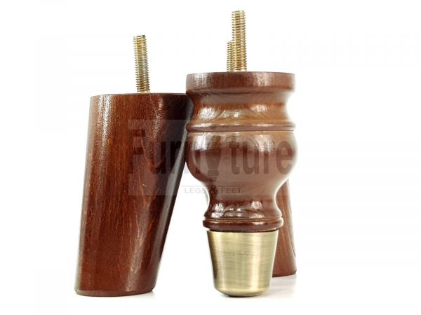 4x Wood Furniture Feet 2 With Brass Slipper Cup M8 Chair Sofa Settee Legs 110mm - Image 5