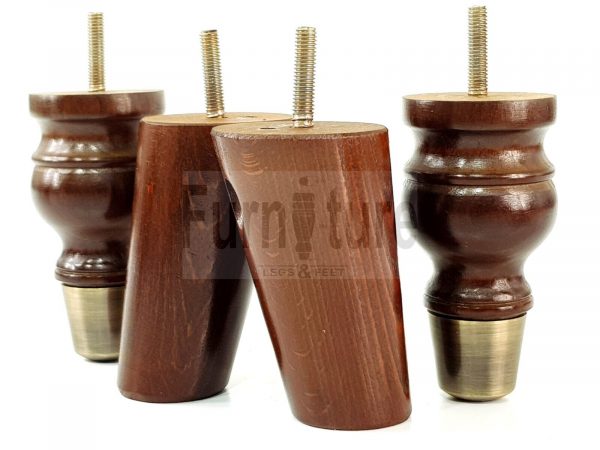 4x Wood Furniture Feet 2 With Brass Slipper Cup M8 Chair Sofa Settee Legs 110mm - Image 7