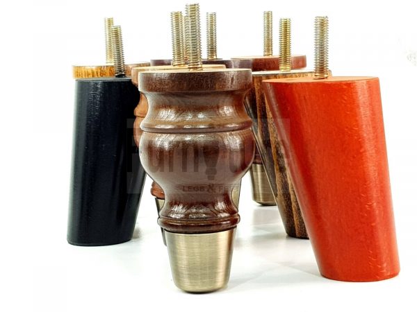 4x Wood Furniture Feet 2 With Brass Slipper Cup M8 Chair Sofa Settee Legs 110mm - Image 7