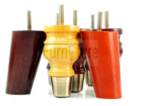 4x Wood Furniture Feet 2 With Brass Slipper Cup M8 Chair Sofa Settee Legs 110mm - Image 9
