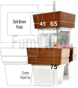 4x Wood Furniture Sofa Leg M8 Replacement Chair, Settee Feet & Slipper Cup 75mm