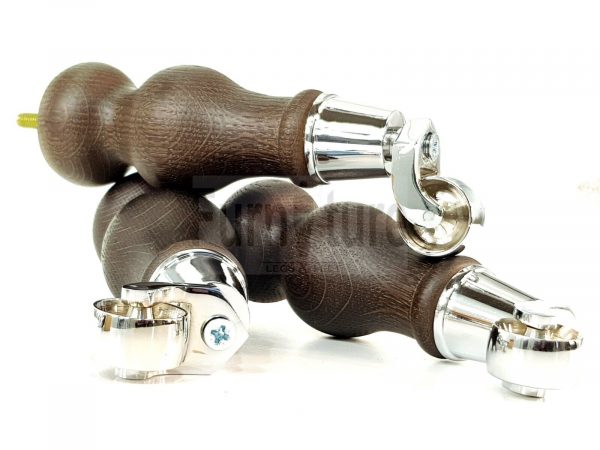 4x Wood Furniture Sofa Legs M8 Replacement Chair Feet With Castors 195mm High - Image 6