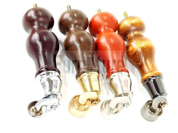 4x Wood Furniture Sofa Legs M8 Replacement Chair Feet With Castors 195mm High - Image 9