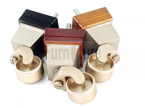 4x Wood Furniture Sofa Legs M8 Replacement Chair, Settee Feet & Castors 117mm - Image 3