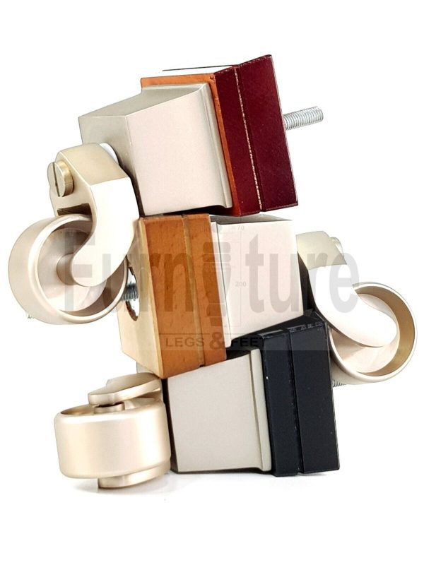 4x Wood Furniture Sofa Legs M8 Replacement Chair, Settee Feet & Castors 117mm - Image 4