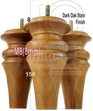 4x Wood Replacement Brown Furniture Sofa Legs M8 Settee Couch Chair Feet 150mm