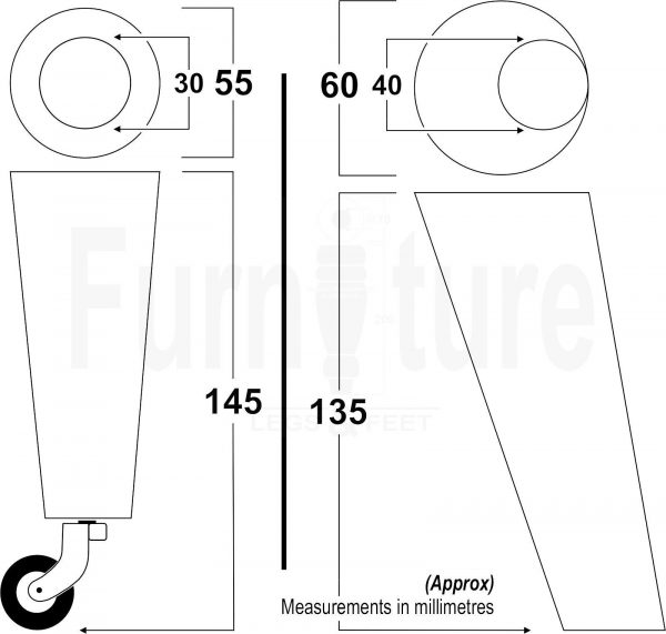 4x Wooden Chair Legs 2x With Castors M8 Replacement Settee Furniture Feet 145mm - Image 2