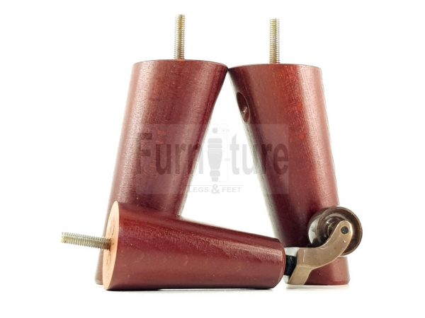 4x Wooden Chair Legs 2x With Castors M8 Replacement Settee Furniture Feet 145mm - Image 3