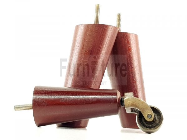 4x Wooden Chair Legs 2x With Castors M8 Replacement Settee Furniture Feet 145mm - Image 8