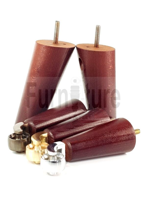 4x Wooden Chair Legs 2x With Castors M8 Replacement Settee Furniture Feet 145mm - Image 6
