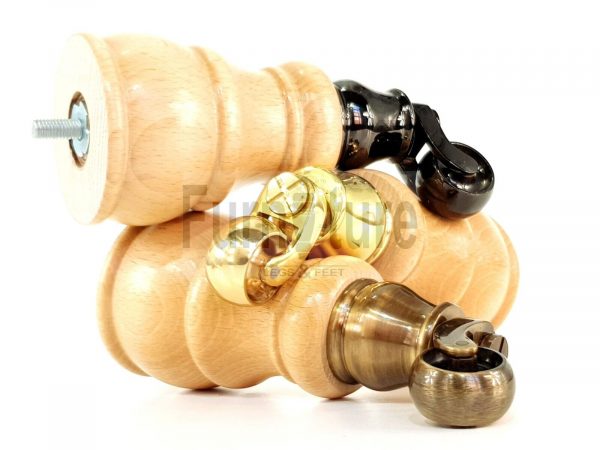 4x Wooden Furniture Sofa Legs M8 Castor Replacment Chair Settee Feet 160mm High - Image 9