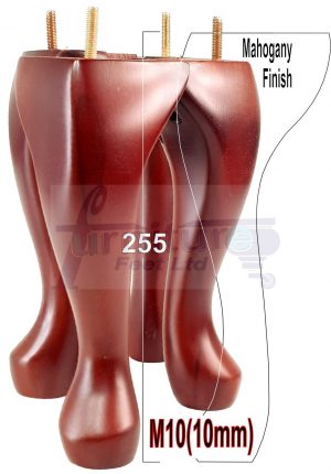 4 Queen Anne Legs Wooden Furniture Feet 25cm High 10 Inches Mahogany M10