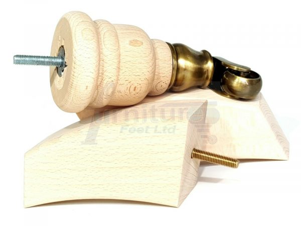 RAW WOOD ANTIQUE CASTOR FURNITURE FEET 155mm High REPLACEMENT CHAIR LEGS M8(8mm) - Image 5