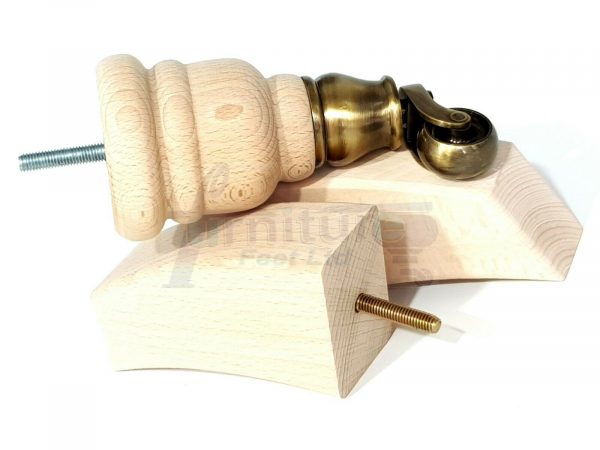 RAW WOOD ANTIQUE CASTOR FURNITURE FEET 155mm High REPLACEMENT CHAIR LEGS M8(8mm) - Image 7