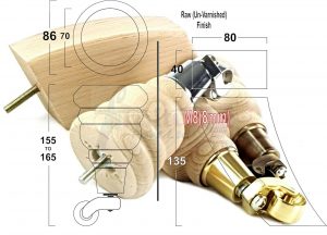 RAW WOODEN FURNITURE SETTEE LEGS M8 REPLACEMENT FEET 2 WITH CASTORS 165mm HIGH
