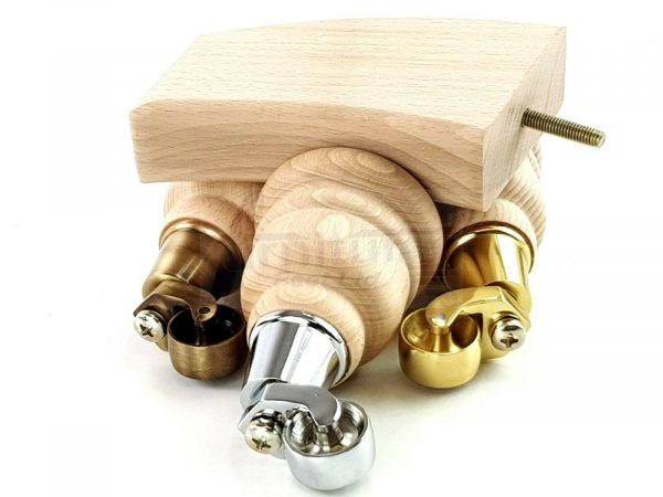 RAW WOODEN FURNITURE SETTEE LEGS M8 REPLACEMENT FEET 2 WITH CASTORS 165mm HIGH - Image 11