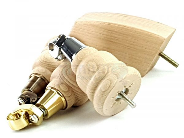 RAW WOODEN FURNITURE SETTEE LEGS M8 REPLACEMENT FEET 2 WITH CASTORS 165mm HIGH - Image 12