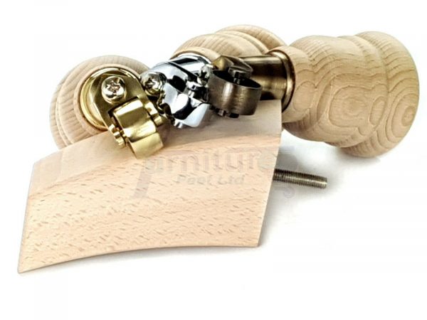 RAW WOODEN FURNITURE SETTEE LEGS M8 REPLACEMENT FEET 2 WITH CASTORS 165mm HIGH - Image 5