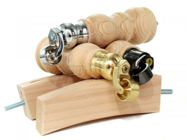 RAW WOODEN FURNITURE SETTEE LEGS M8 REPLACEMENT FEET 2 WITH CASTORS 215mm HIGH - Image 3