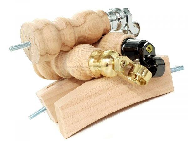 RAW WOODEN FURNITURE SETTEE LEGS M8 REPLACEMENT FEET 2 WITH CASTORS 215mm HIGH - Image 5