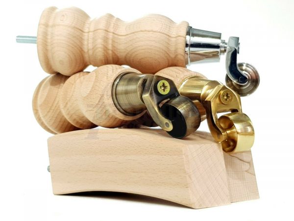 RAW WOODEN FURNITURE SETTEE LEGS M8 REPLACEMENT FEET 2 WITH CASTORS 215mm HIGH - Image 8