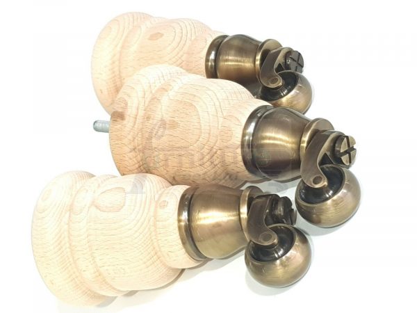 SOLID RAW WOOD BRASS CASTOR FURNITURE CHAIR LEGS M8(8mm) SOFA FEET 155mm HIGH - Image 5