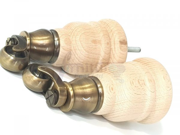 SOLID RAW WOOD BRASS CASTOR FURNITURE CHAIR LEGS M8(8mm) SOFA FEET 155mm HIGH - Image 7