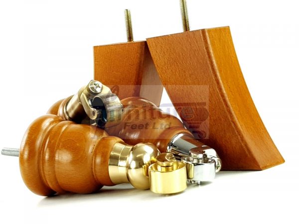 SOLID WOOD FURNITURE LEGS M8(8mm)  REPLACEMENT FEET 2 WITH CASTORS 165mm HIGH - Image 10