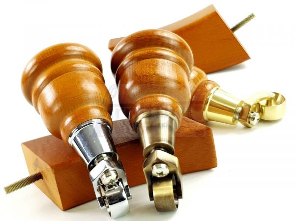SOLID WOOD FURNITURE LEGS M8(8mm)  REPLACEMENT FEET 2 WITH CASTORS 165mm HIGH - Image 5