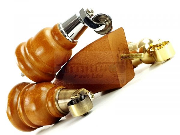 SOLID WOOD FURNITURE LEGS M8(8mm)  REPLACEMENT FEET 2 WITH CASTORS 165mm HIGH - Image 9