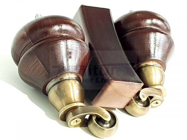 SOLID WOODEN BRASS CASTOR FURNITURE CHAIR LEGS M8(8mm) SOFA FEET 140mm HIGH - Image 3