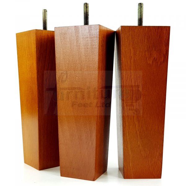 Square Wood Legs Replacement Block Furniture Feet 100 - 240mm High M8 Golden Oak - Image 2