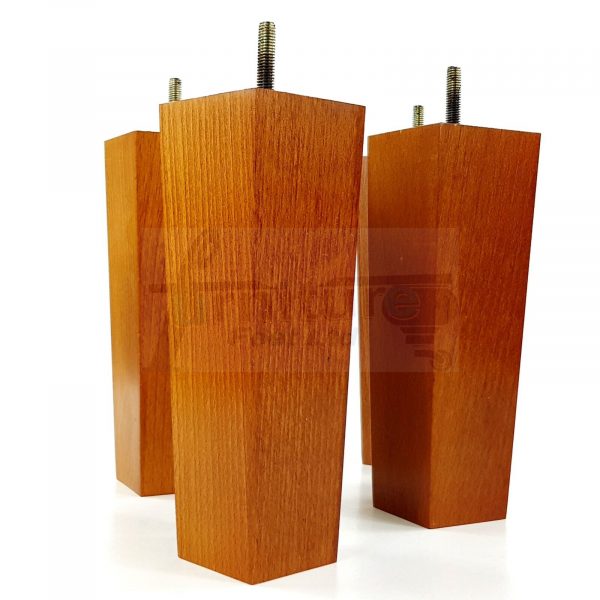 Square Wood Legs Replacement Block Furniture Feet 100 - 240mm High M8 Golden Oak - Image 3