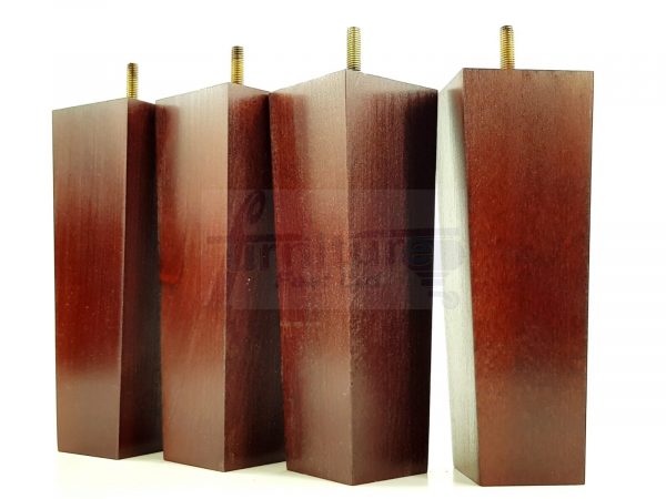 Square Wood Legs Replacement Block Furniture Feet 100 - 240mm High M8 Mahogany - Image 2