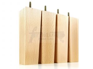 Square Wood Legs Replacement Block Furniture Feet 100 - 240mm High M8 Natural
