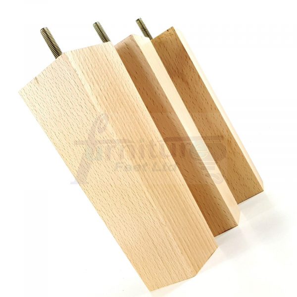 Square Wood Legs Replacement Block Furniture Feet 100 - 240mm High M8 Natural - Image 2
