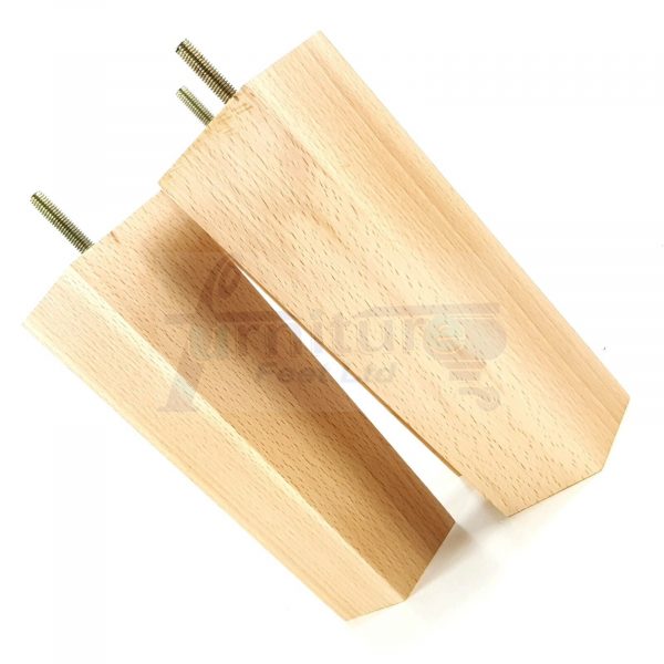 Square Wood Legs Replacement Block Furniture Feet 100 - 240mm High M8 Natural - Image 3