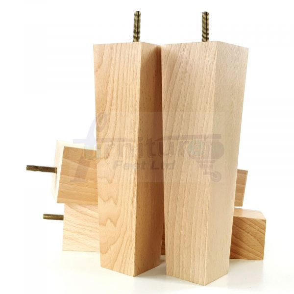 Square Wood Legs Replacement Block Furniture Feet 100 - 240mm High M8 Natural - Image 4