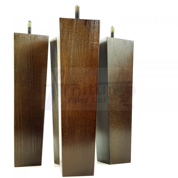 Square Wood Legs Replacement Furniture Feet 100 - 240mm High M8 Antique Brown - Image 3