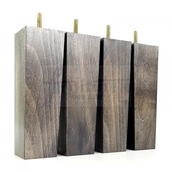 Square Wood Legs Replacement Furniture Feet 100 - 240mm High M8 Black Washed