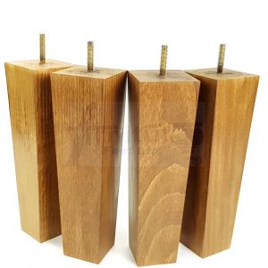 Square Wood Legs Replacement Furniture Feet 100 - 240mm High M8 Dark Oak Stain