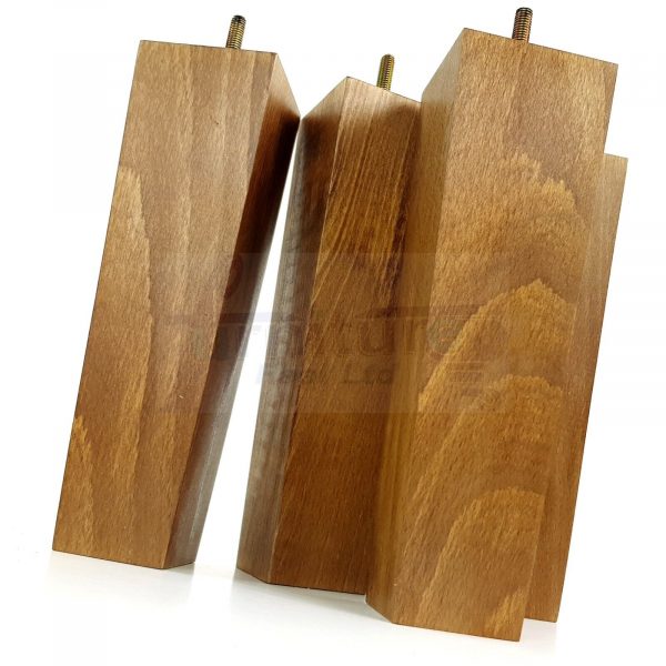 Square Wood Legs Replacement Furniture Feet 100 - 240mm High M8 Dark Oak Stain - Image 5